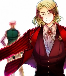 France, Francis Bonnefoy.
I am interested in pervert guys since I am also pervert (^__^) Anyway... He is cute and sweet with an adult's voice that make my heart race so bad. I love his wine and rose.
My second fav. is England, Arthur Kirkland