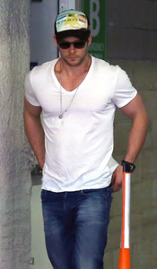  Chris in a short sleeve white t-shirt which molds to his sexy muscles<3