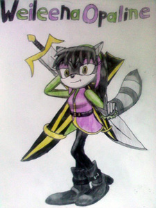 (ooookay......lesse....imma uuuuse.....one of my new characters! INTRODUCING.......Weileena!)
Name: Weileena Opaline
Age: 21
Species: Raccoon
Powers/Abilities: she's a Swordswoman.
Personality: kind and caring, she makes a great partner to have in both battle and in life. she's dedicated and will push herself far beyond her limits if it means helping someone or bettering herself.
Picture: double check :3

Weileena: this is so strange....i wonder what these are...?
