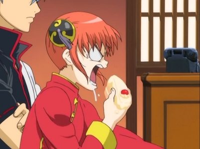  Kagura (Gintama) any one who seen this ep in Gintama knows what happen to Kagura after eating those cakes..............i really burst out of laughing seeing that scene............. that cake really reminded me of Kagura........he he he he