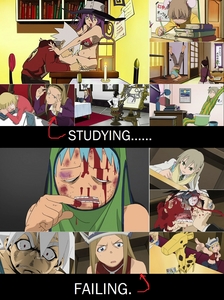 Ehehehe...Just your typical writing exam at the Death Weapons Meister Academy X'D

-Anime: Soul Eater