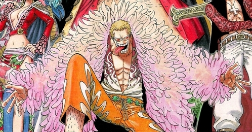  Donquixote Doflamingo (One Piece) the member of the shichibukai/Warlord..a pirate........and the king of the Under world..........in Другой мир his alias name is Joker..........he is the most powerful/evil/wicked male Аниме character ever................