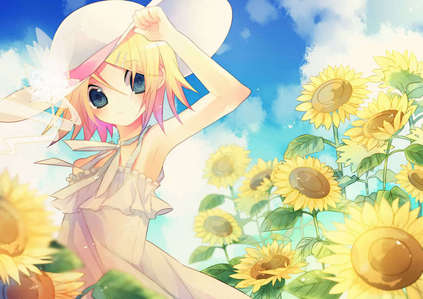 My iPod wallpapers are summer-themed anime pictures and my computer's wallpapers are a slideshow from my folder literally called "Wallpapers" that I always use. (The pic is my iPod lock screen) 