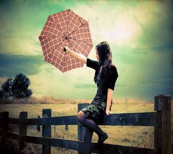  A girl with umbrella
