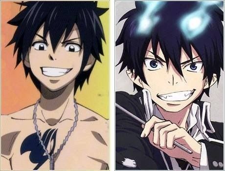  ill I have two hot 아니메 guys rin okumura from blue exorcist and gray fullbuster from fairy tail 저기요 I couldn't choose they are both hot and they look alike a little