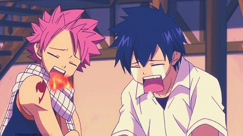  gray and natsu when they switched bodies with loki and lucy and they were drooling ice and آگ کے, آگ