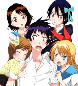  Obviously Boku no Pico. But, on a serious note, Nisekoi. 20 episodes full of comedy romance an serious awesomeness. It's rated teen, and it has Pistolen and partial nudity, but it's mainly hidden oder very slight (in one episodes Du see Tsugumi's bra)