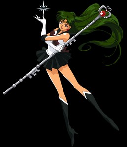Guarded by Pluto, planet of time. I am the soldier of revolution, Sailor Pluto!

In the name of Pluto, I'll punish you!