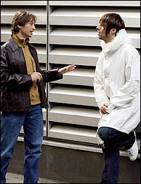  Bobby with Oasis vocalist Liam Gallagher (Liam in white)