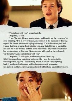 Augustus Waters "I'm in love with you" speech to Hazel Grace in TFIOS<3