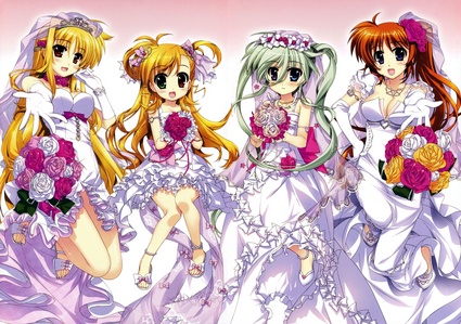  Mahou shouji lyrical nanoha. Everyone in wedding dresses