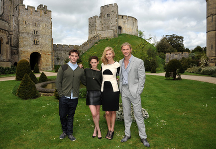  the cast of SWATH-Sam Claflin,Kristen Stewart,Charlize Theron and Chris Hemsworth in the UK,where SWATH was filmed<3