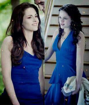  Kristen wearing 2 blue dresses<3