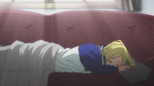  Nino-san from Arakawa under the bridge has a lot of odd sleeping habits XD 1. Even though she owns a king sized luxury bed, she sleeps inside the drawer at the side of the bed 2. She has a tendency to sleep walk and verplaats to comfier places located under the bridge (A.K.A Ric's room) 3. Besides sleep walking, she also sleep wrestles anyone who tries to verplaats her while she's sleeping 4. Has been caught several times catching vis while sleep walking ... Sleep fishing I guess
