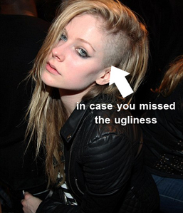 no offence, but i don't like avril lavigne and her makeup....so i think she is ugly.