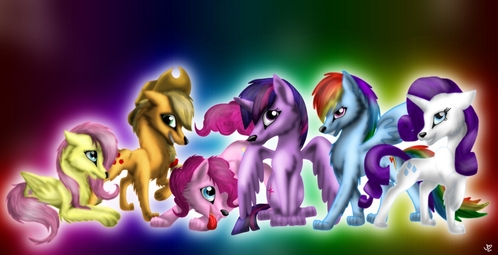  #1: Twilight Sparkle #2: Fluttershy #3: Rarity #4: Pinkie Pie #5: pelangi, rainbow Dash #6: epal, apple Jack