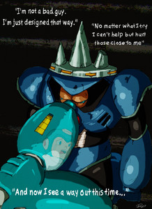  NeedleMan - Megaman 3. (The picha is to do with a song about him called "the haystack principle" kwa the megas)