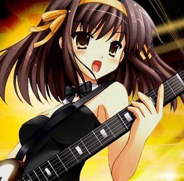 haruhi suzumiya she plays guitar