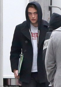  my handsome Robert wearing a hoodie<3