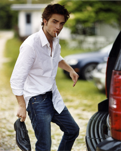  my handsome babe with a loose untucked shirt<3