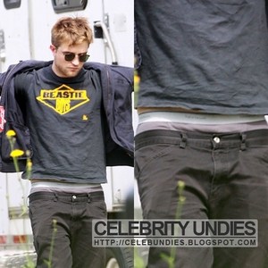 Robert showing the waistband of his boxer briefs<3