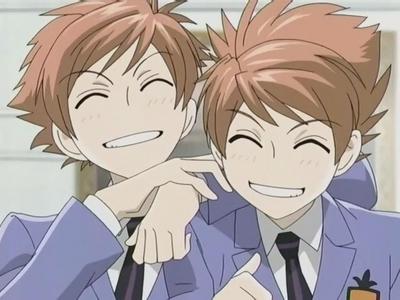  the twins from ouran they always act like children and its really funny XD