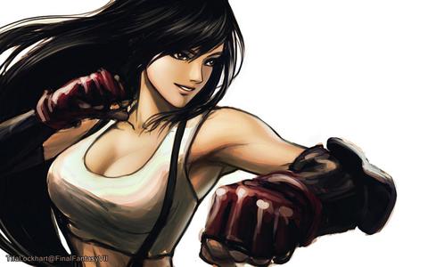  Tifa from FFVII. Like how does she even fight with that in the way lmao...