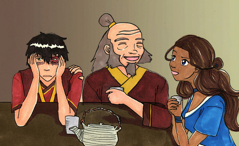  hmmm he would probable be shocked at first, then nervous. He would as if she wanted tea,then plead for her to listen to his explanation. he would explain to her that he and his uncle have started a new life, away from politics and war,that he has changed. Katara would either tell her group, oder investigate zuko even closer but eventually I could see Zutara coming together :)