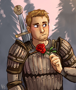 Once upon a time a girl played Dragon Age: Origins and fell in love with a fictional character who took over her life by constantly drawing him, watching youtube clips of him and collecting pictures of him, just like this icon. He's too fucking adorable.

The end.