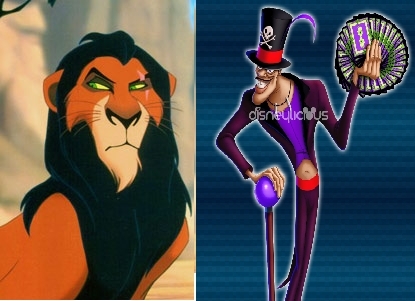  Scar (The Lion King) and Dr. Facilier (The Princess and The Frog), yeah, I Любовь those two! ♥ But if I had to choose, Scar!