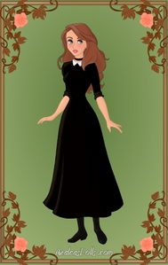  This is pretty close, except for the straighter (and less streaked) hair and less eyebrow game. I actually own the exact dress I'm wearing in the dollmaker too!