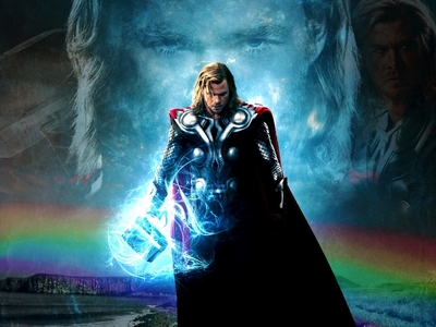 Chris(as Thor) with a cool background<3
