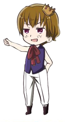  my Hetalia OC: country: Haiti Human Name: Rudy Jones Personality: happy, smart, hyper, nice, strong, and confident enemy: none yet best friend: Italy friends: Romano and all the micro nations except Ladonia family: America(his dad) Canada(his uncle) Atlanta/Rosey Jones (his very annoying whiney sister thats about 8 years old) England(his grandpa X3) France (his other Grandpa because u know they r both boys lol) Sealand(his cousin/friend) ancestors: America and France (nobody knows why he has France’s ancestors X3 especially England) paborito foods: chocolate, England’s cooking (weird O,O) fast food, healthy food, nick names: Little Haiti, Pumpkin, and Haitaloo, Haitaloo was one ibingiay from his dad. likes: his family, swimming, playing games, butterflies, animals, amusement parks like Disney World or 6 flags dislikes: being lazy ^W^ things he is scared of: a lot of things especially heights and the dark fun fact: He does not like France bossing him every time he goes to his house, every time America tells him to go to his grandpa’s house he refuses but he has to go any way. soon when he gets there, France tells him to put makeup and a dress on and he tries any way he can to get out but England tells him “no”, Haiti only likes the house its because its his dad’s main house and his friend Sealand lives there, he is a part of his family to.