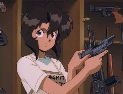 Rally Vincent from Gunsmith Cats.  She's half Indian and half English.  She's my favorite and I'm reading lots of Gunsmith Cats right now on the Dark Horse app on my iPhone right now.  It's funny that her character started out as a blond chick in Riding Bean before she got her own series.