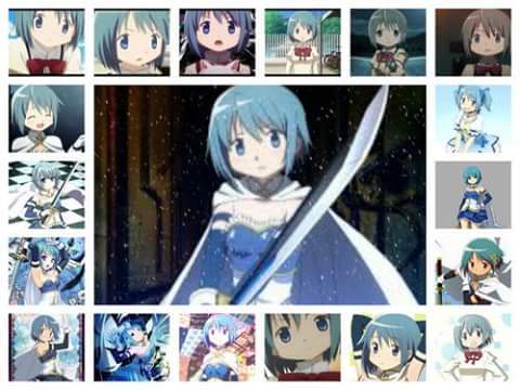  Sayaka Miki from Puella Magi Madoka Magica. She has really strong super powers. She is kind to others. And she is a really good fighter. And she is really beautiful. Sayaka Miki is one of my most paborito blue haired Anime girl characters. I do like a lot of Blue haired Anime characters though. If you have not seen Madoka Magica than look that Anime up. The English Dub is pretty good. You can find this Anime on KissAnime.com or RyuAnime.com or any other Anime websites. I made this picture of Sayaka Miki on Pizap.com. :3
