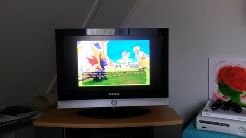  Spyro: taon of the Dragon, on PS1. Playing it right at this second. Old school. :P