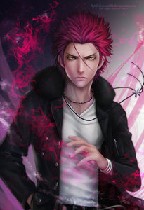  My favourite character is [i]Mikoto Suoh[/i]. He is Awesome and Dashing and not to mention [b]HOT[/b]. His red aura is so so........well no words to define!!! I actually cried when he died in the end :'(!! Such a sad ending!!