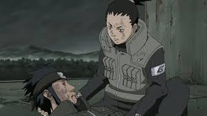 Shikamaru holding Asuma's dying body. I cryied for an hour after seeing this! It was soooo sad.

(sorry if I am spoiling it for anyone)