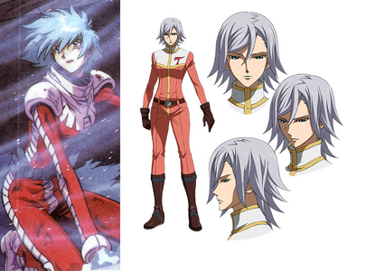 Azee Gurumin(Right) from Mobile Suit Gundam: Iron-Blooded Orphans looks like Aina Sahalin(Left) from Mobile Suit Gundam: Mobile Suit Gundam: The 08th MS Team
Similarities: Short light hair, dressed in a red and white pilot suit, in love with a dark-haired man, and starting off as an antagonist.