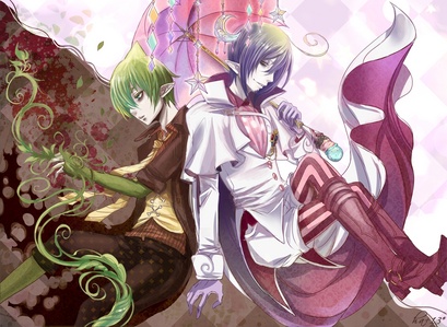  Mephisto and his sexy purple gloves~ <3 And Amaimon with his...arm warmers...glove things.