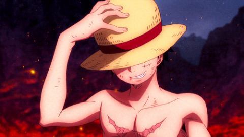  Monkey D. Luffy from One piece. I think he is handsome because of those muscles, smile, expressions and I like アニメ guys with cool scars.
