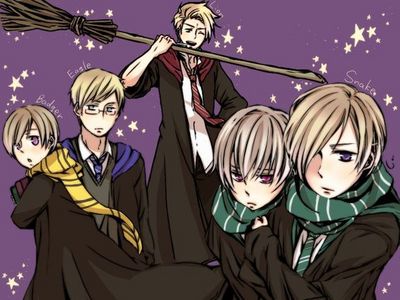 I love the Nordics, especially when they're in Hogwarts uniforms