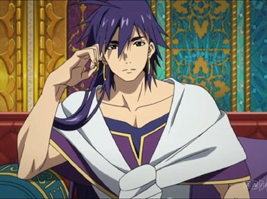  I have many but, one is Sinbad from Magi. It's a small one though. I lebih consider him a favorit than a crush.