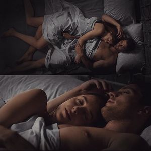  Jamie and Dakota cuddling together in a scene from Fifty Shades Darker after their characters have just made love<3