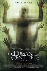  Human Centipede... I don`t recommend it, not worth any menit of your time unless you`re into gross things. I`ve probably seen even weirder things, but none comes to mind atm.