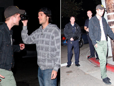  Robert talking to a paparazzi dude who is way too close.Back the fuck up dude.Don't get in his personal space.Fucking paps!!!!!!!!!!!!!!!!!!!!!!!!!