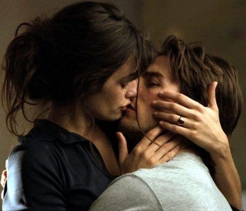 Tom Cruise and Penelope Cruz kissing in movie "Vanilla Sky". They dated for real for a while after filming that movie but didn't get married. The best pic I could find in my gallery without searching in Pinterest. 
