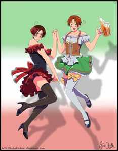 What would u do if u saw Italy in a German style dress and Romano in a Spanish style dress??