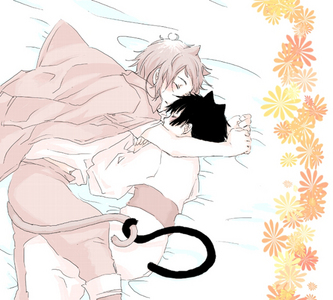 Post two anime characters sleeping together