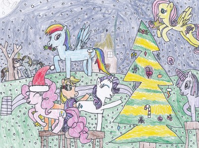What do you guys think of my Christmas pony drawing? I meant to make this around Christmas time but I couldn't. So I'm asking it now!